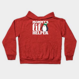 Mommy's Lil' Littler Helper Penguin Christmas Design Kids Hoodie